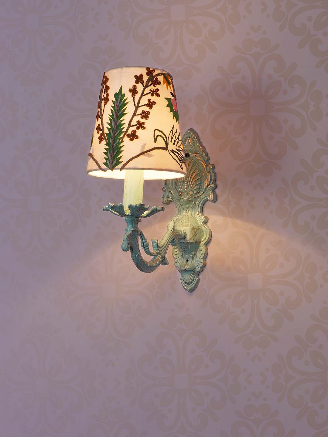 

Fos Lighting Green & White Embroidered Aluminium Wall Lamp