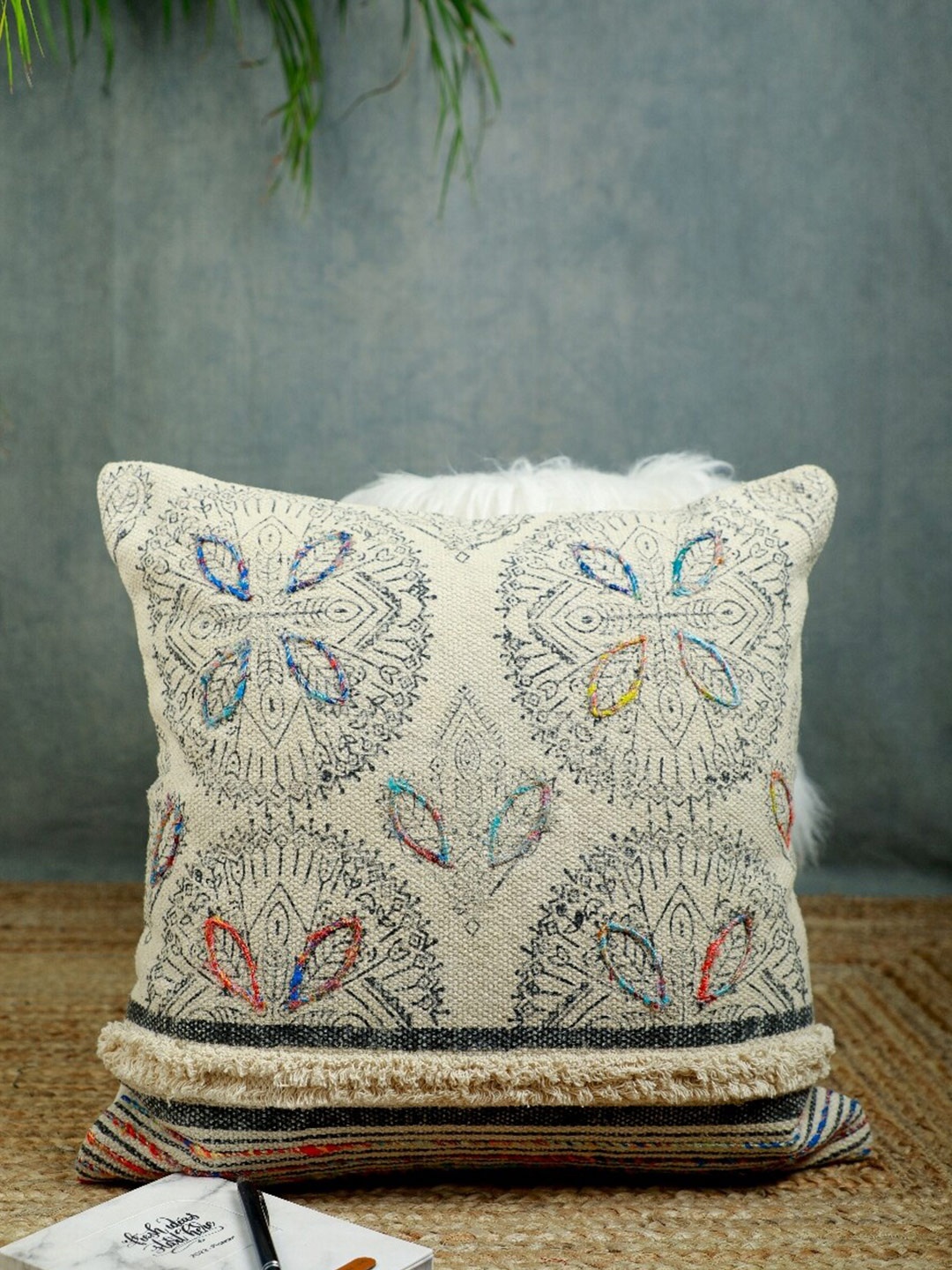 

Jaipur Folk Off White & Green Floral Square Cushion Covers