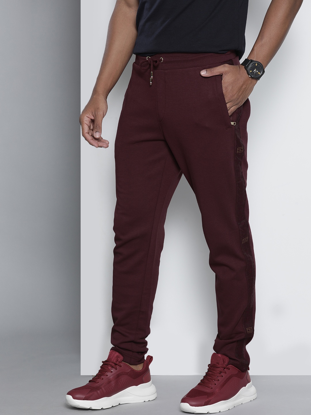 

Tommy Hilfiger Men Maroon Side Tape Track Pants