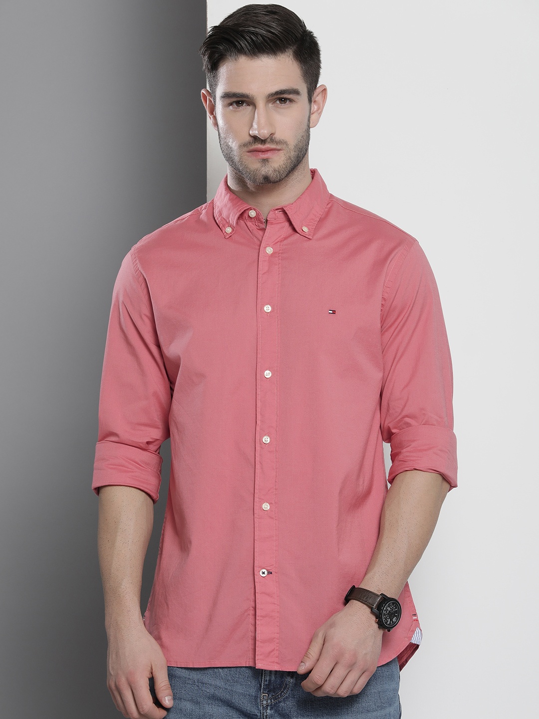 

Tommy Hilfiger Men Pink Pure Cotton Casual Shirt