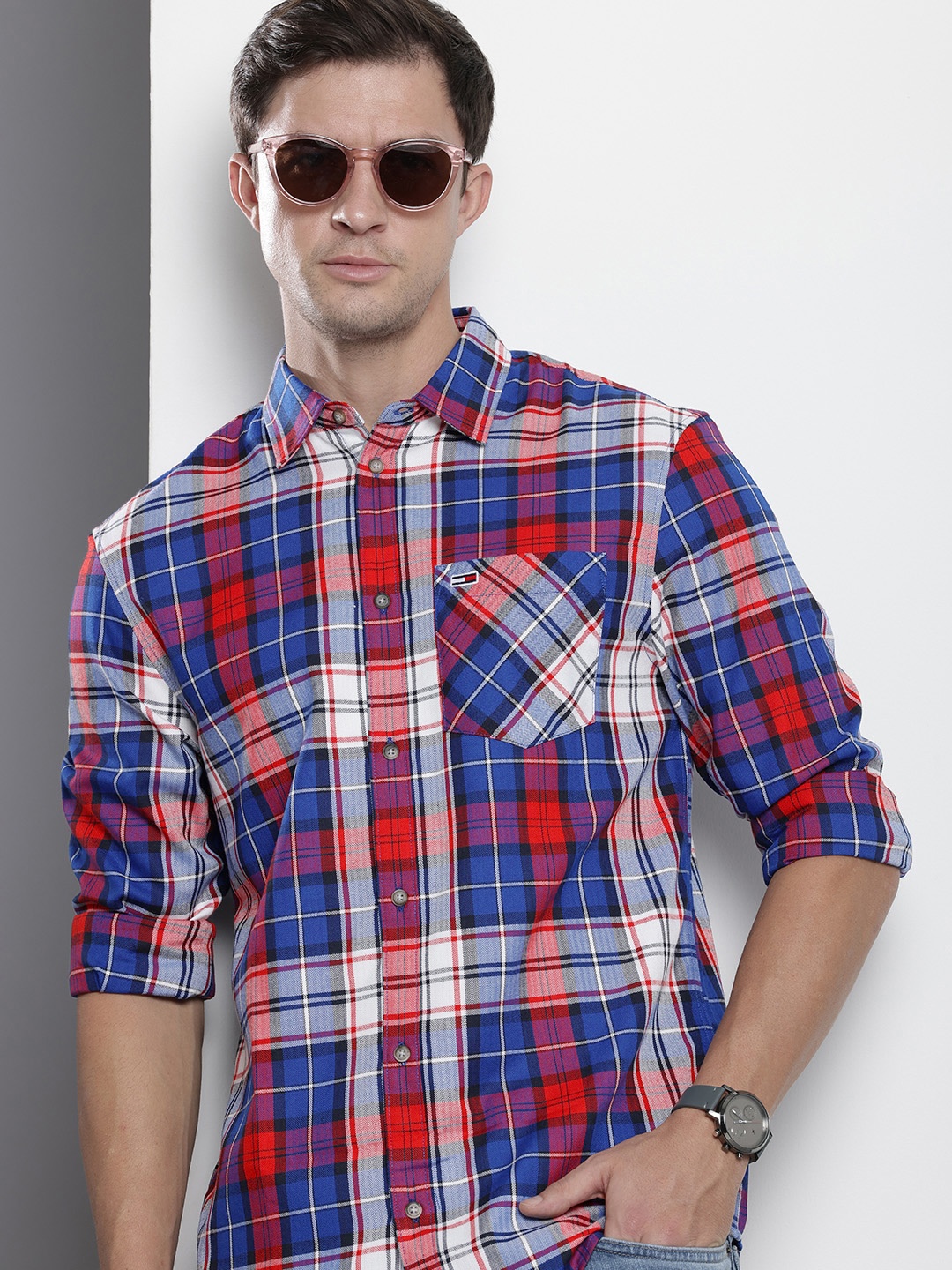 Tommy Hilfiger Opaque Checked Casual Shirt, Blue