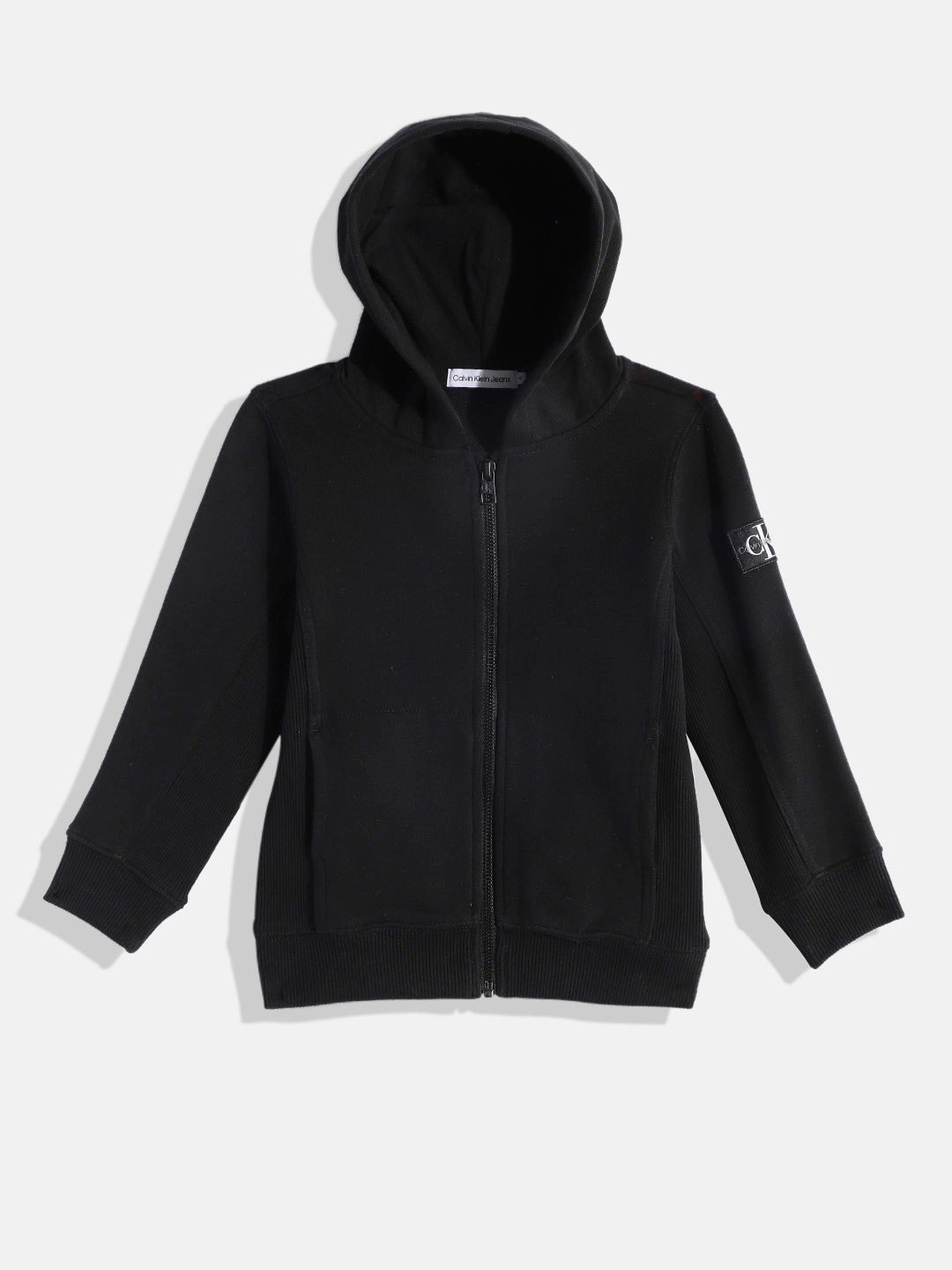 

Calvin Klein Jeans Boys Black Hooded Pure Cotton Sweatshirt