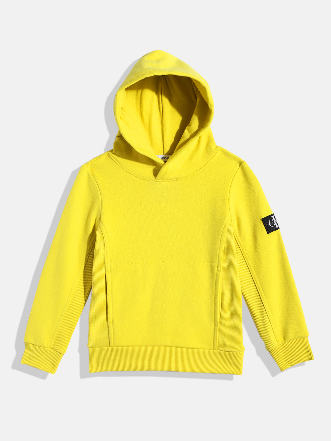 

Calvin Klein Jeans Boys Yellow Hooded Pure Cotton Sweatshirt