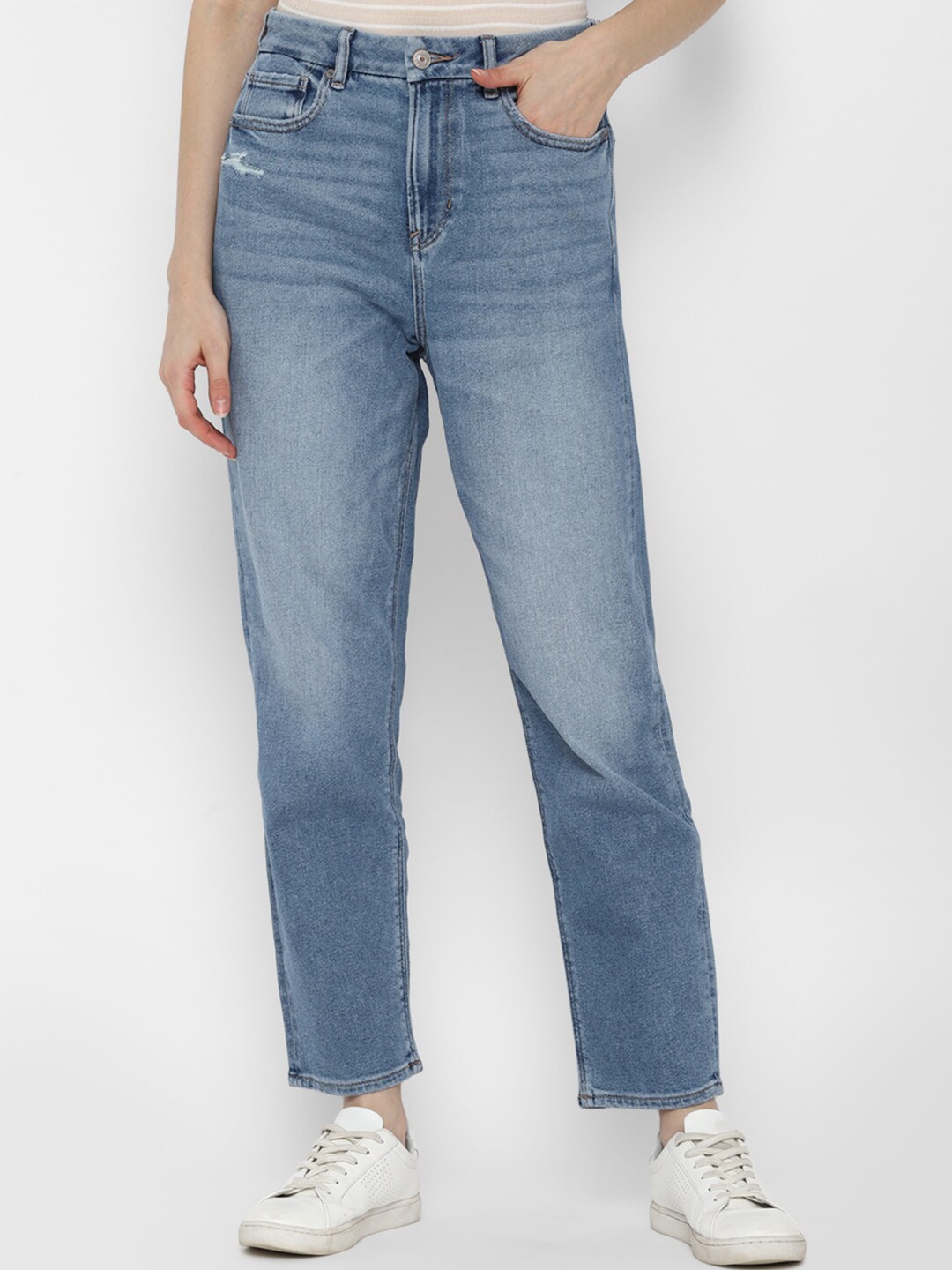 

AMERICAN EAGLE OUTFITTERS Women Blue Slim Fit High-Rise Heavy Fade Jeans