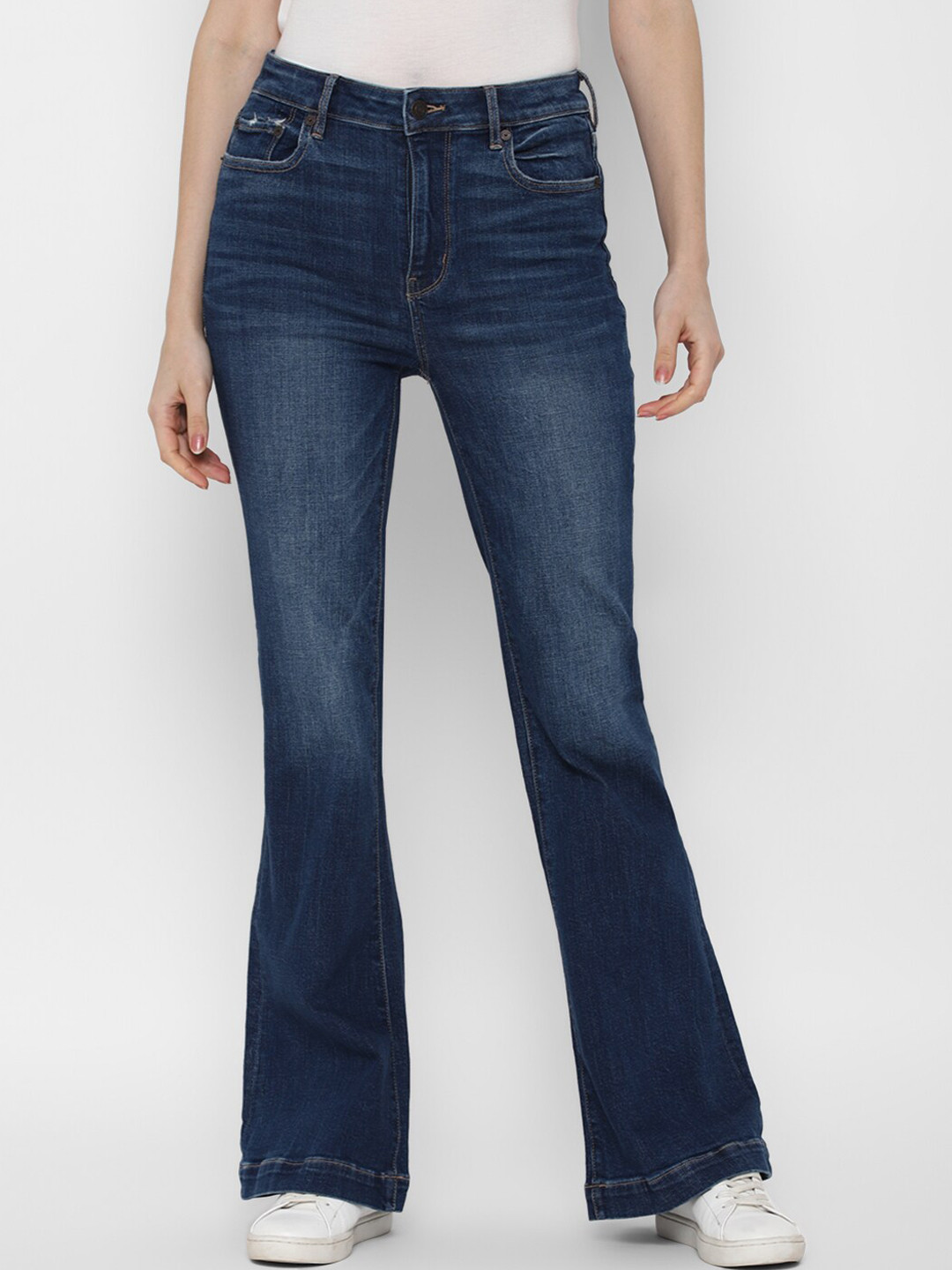 

AMERICAN EAGLE OUTFITTERS Women Blue Slim Fit High-Rise Heavy Fade Jeans