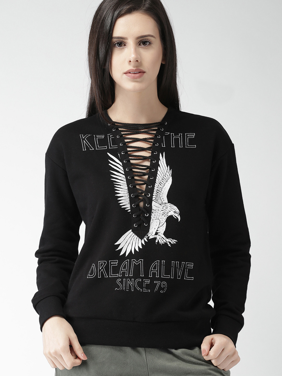 

FOREVER 21 Women Black Printed Top