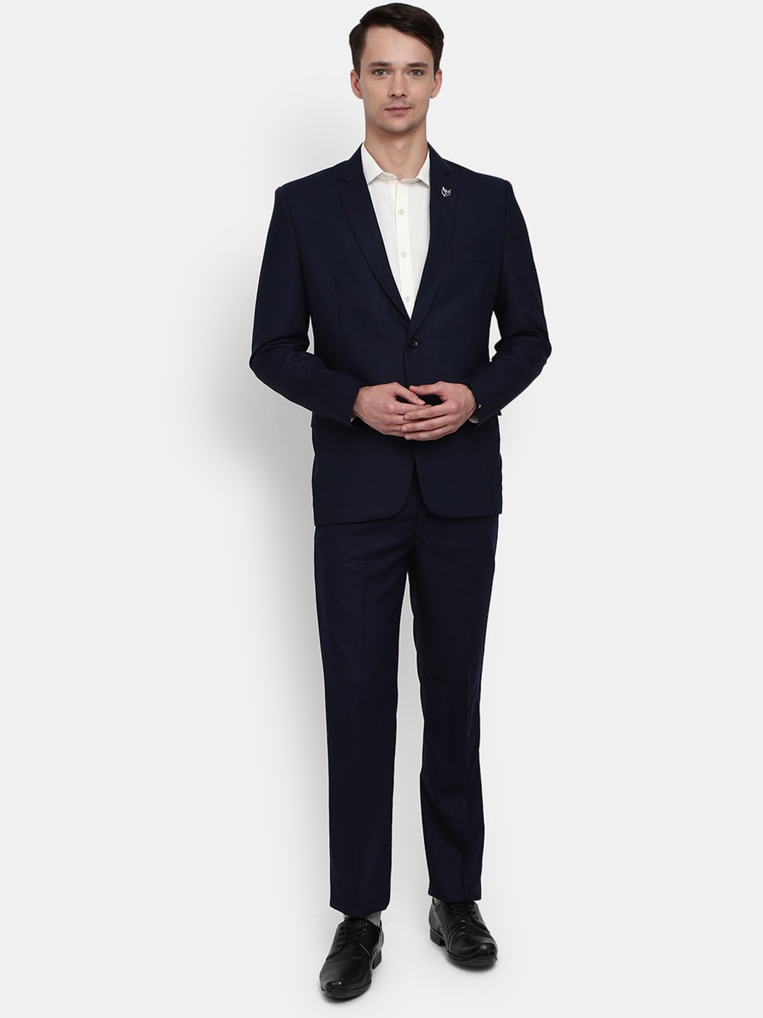

V-Mart Men Navy Blue Solid Single-Breasted Two-Piece Formal Suit