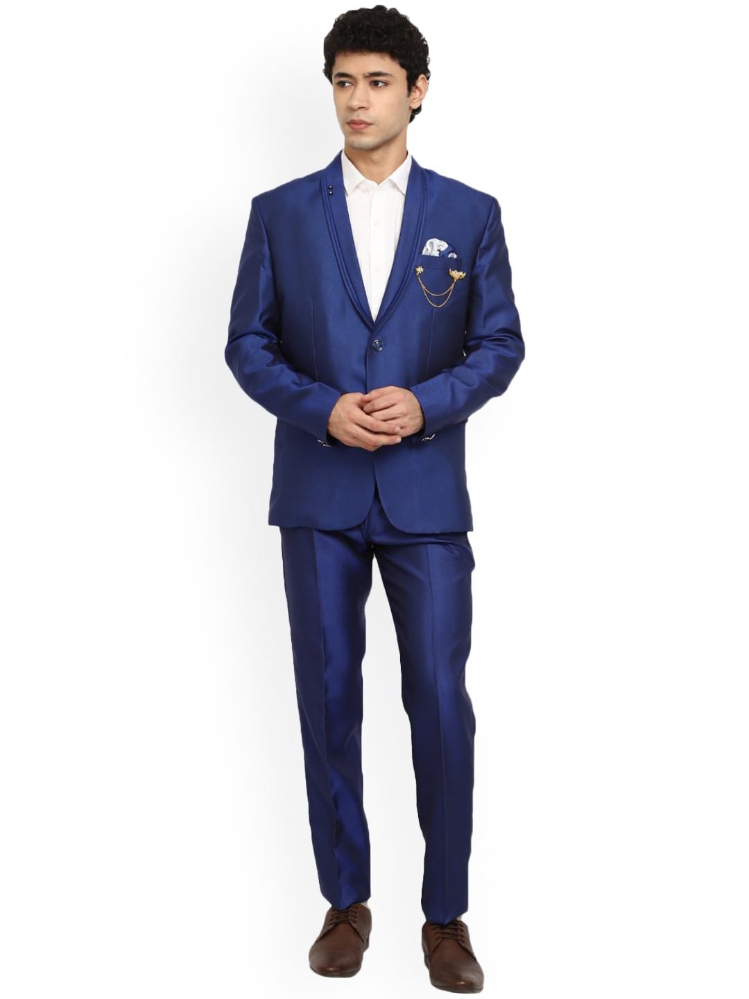 

V-Mart Men Blue Solid Shawl Collar Suits