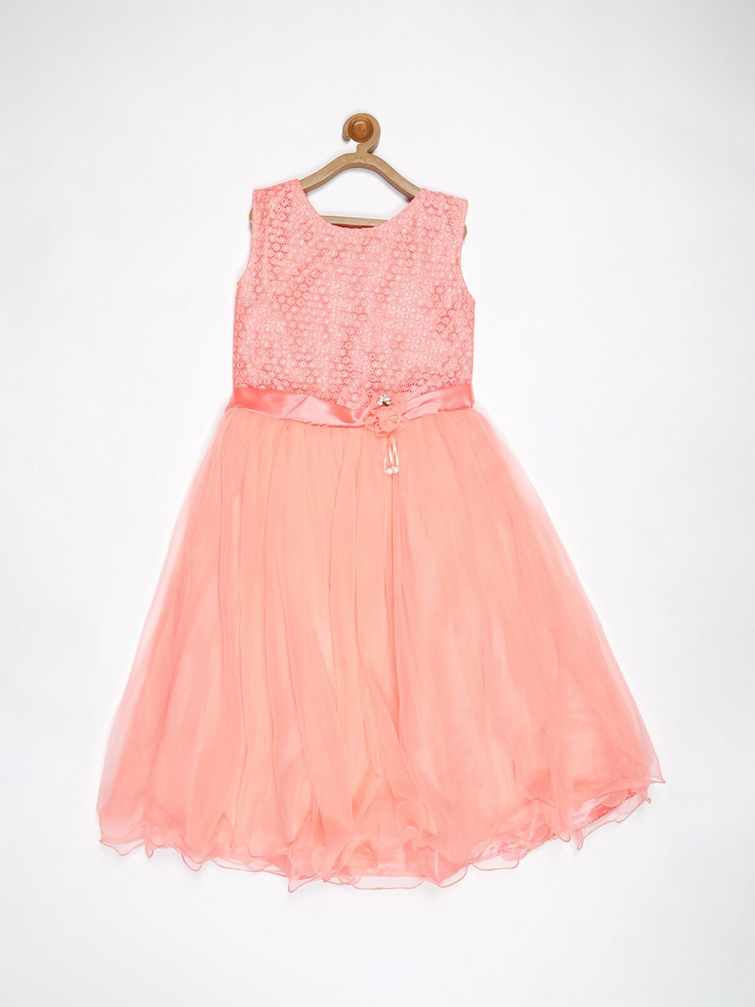 

V2 Value & Variety Peach-Coloured Net Maxi Dress