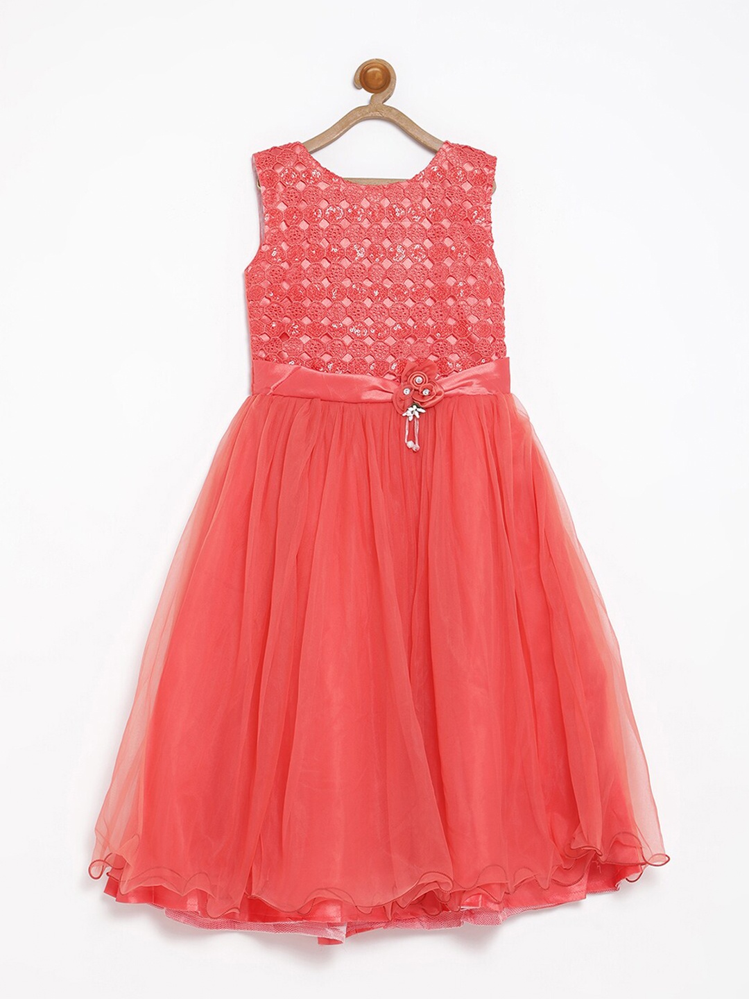 

V2 Value & Variety Rust Floral Net Peplum Dress