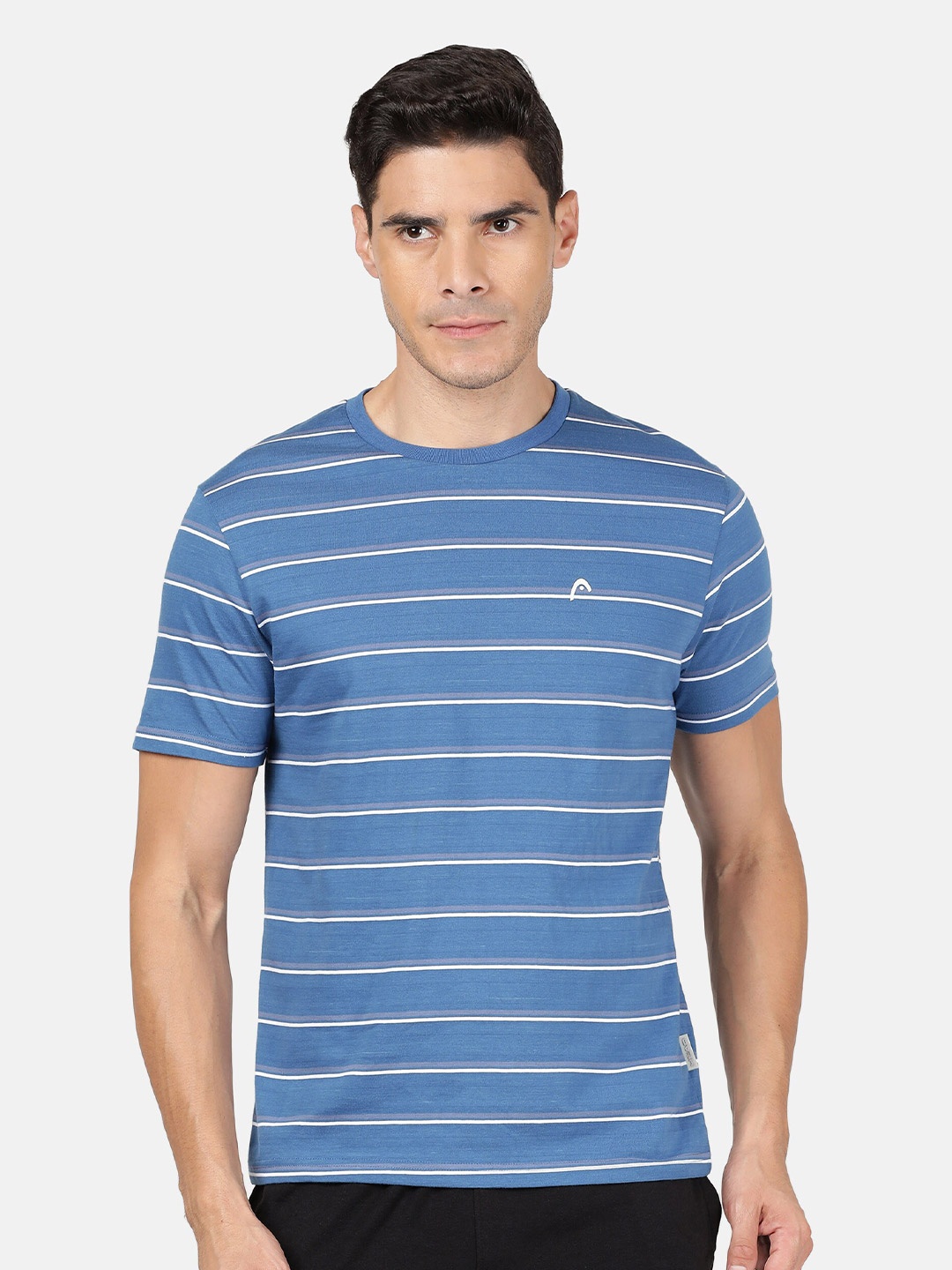 

Head Men Blue Striped Slim Fit T-shirt