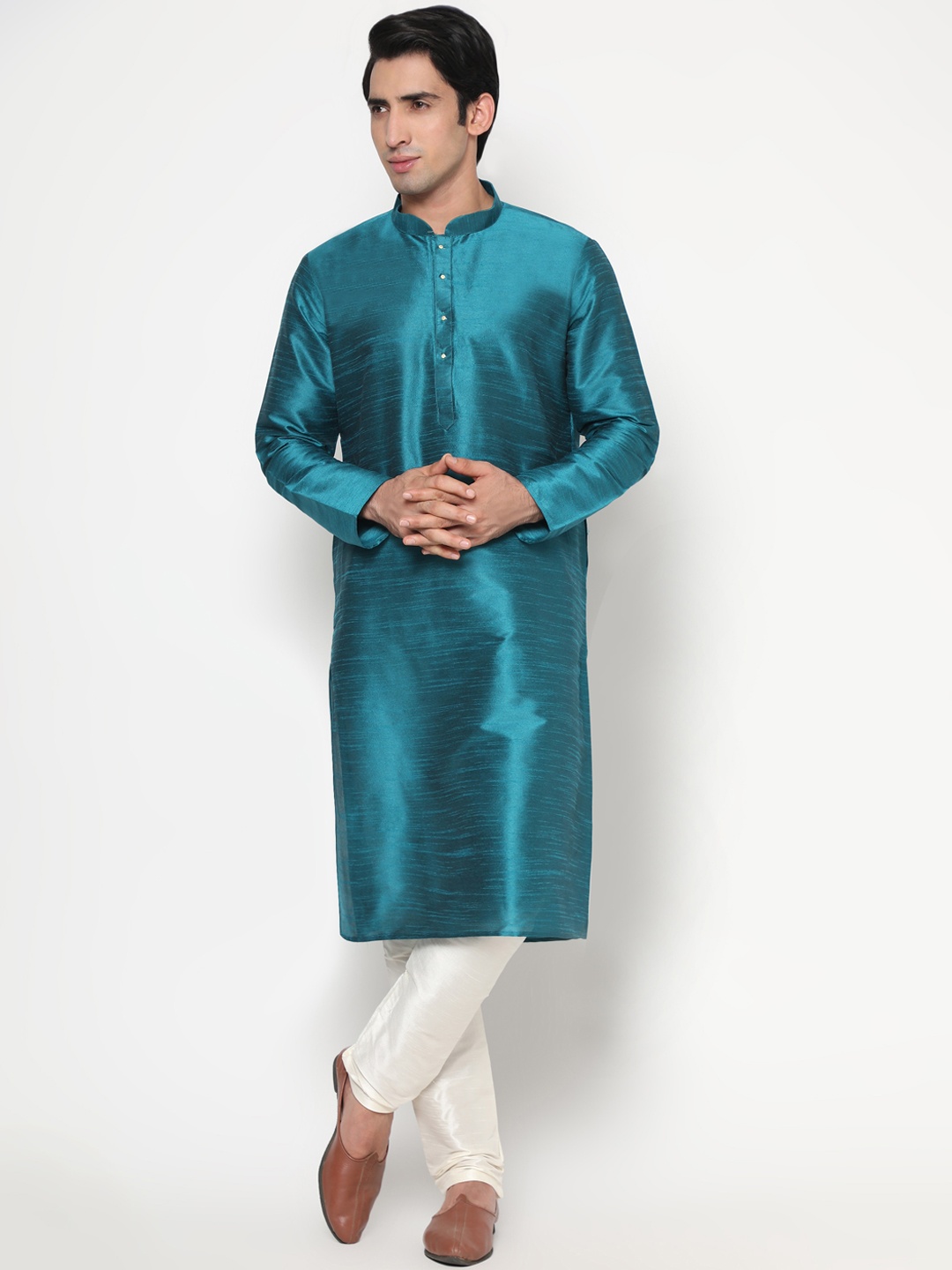 

Endues Men Green Jacquard Kurta