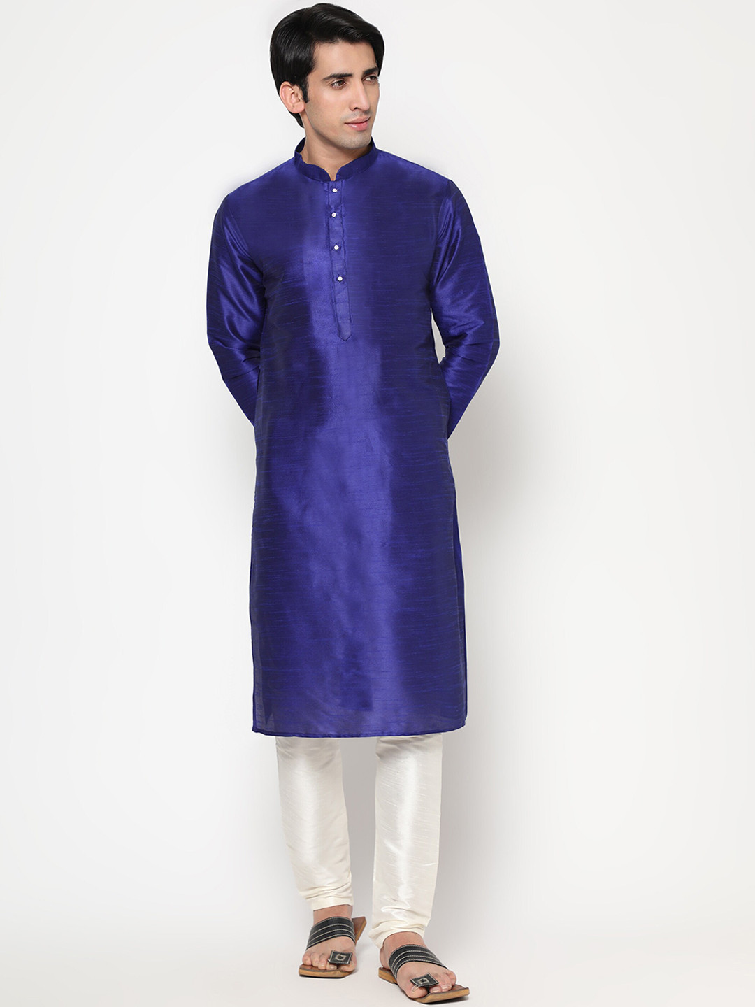 

Endues Men Blue Jacquard Kurta