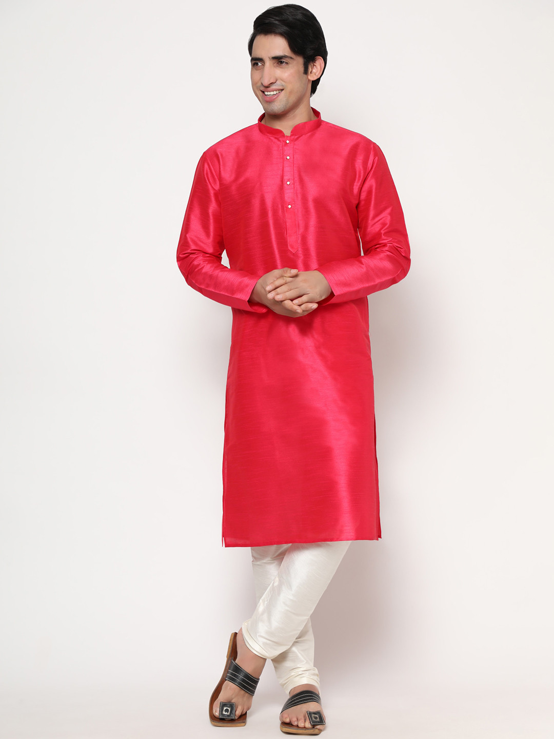 

Endues Men Pink Jacquard Kurta