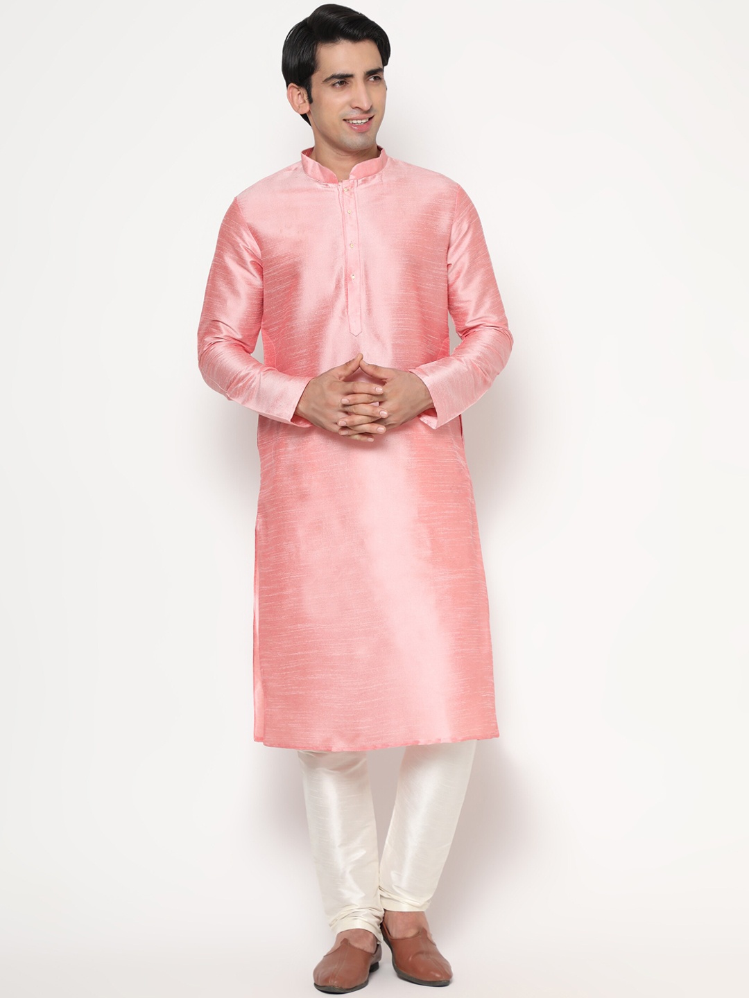 

Endues Men Pink Jacquard Kurta