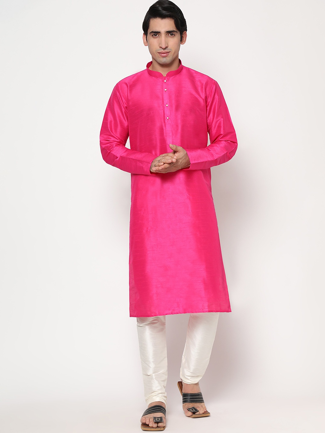 

Endues Men Pink Jacquard Kurta