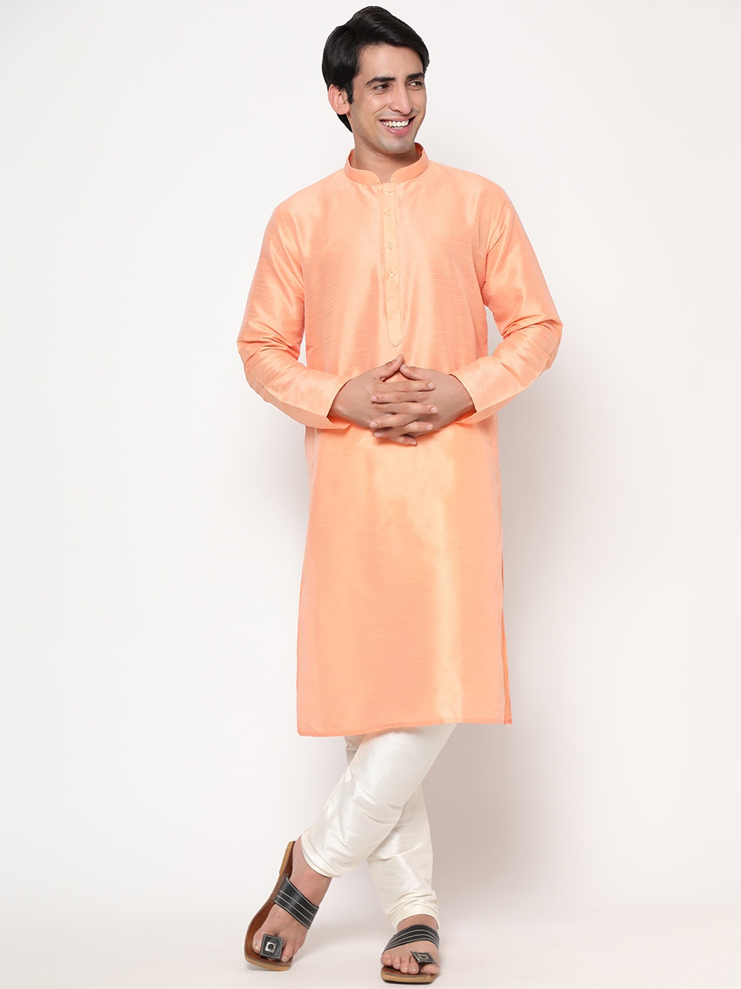 

Endues Men Pink Jacquard Kurta