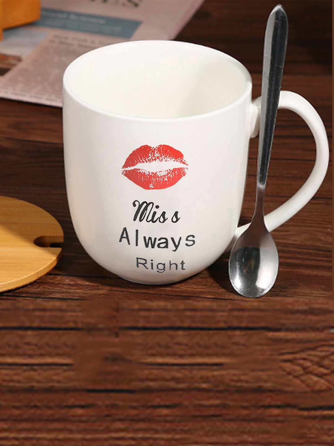 

BonZeaL White & Black Hand Painted Printed Ceramic Matte Cup