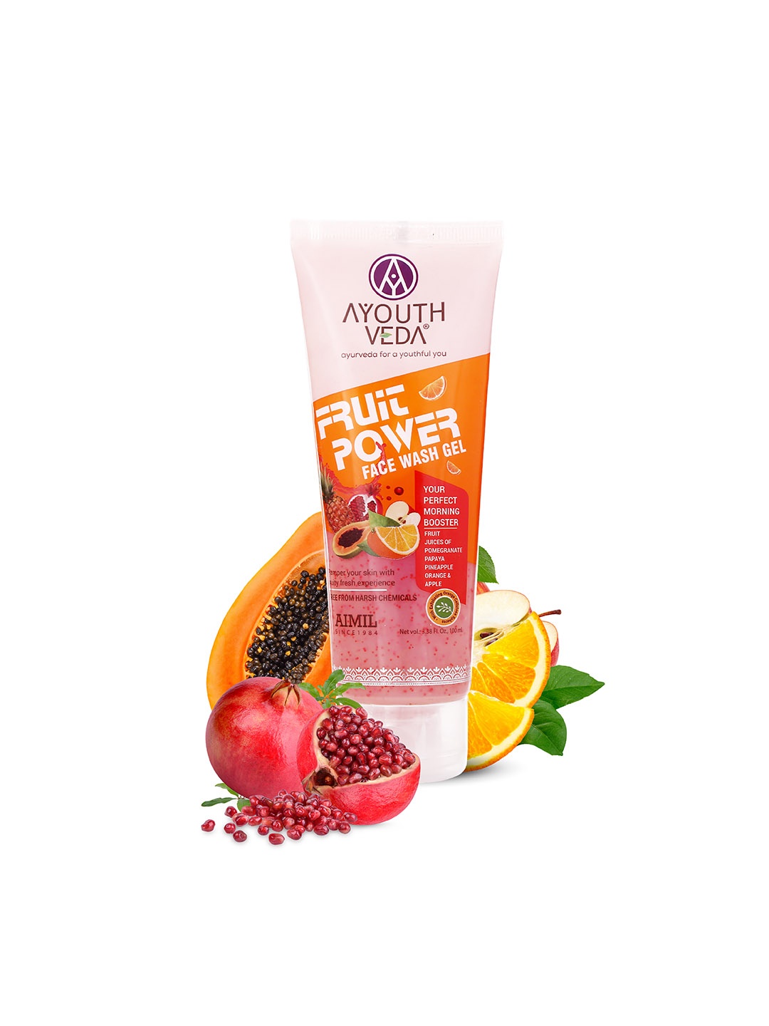 

AYOUTHVEDA Fruit Power Face Wash Gel 100 ml, Orange