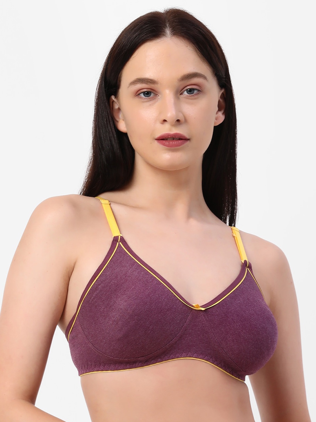 

Planetinner Non Padded Non Wired Melange Fabric Super Support Bra MB33, Purple