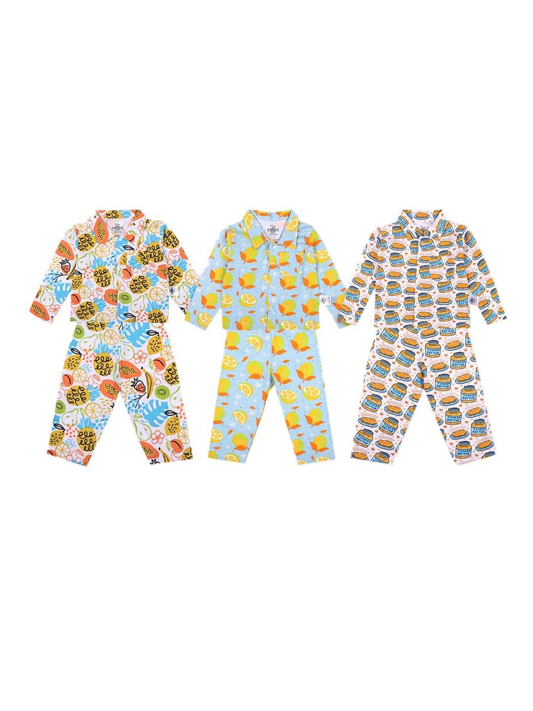 

The Mom Store Unisex Kids Brown & Orange Printed Night suit