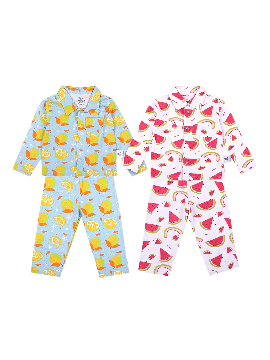 

The Mom Store Unisex Kids Blue & White Printed Night suit