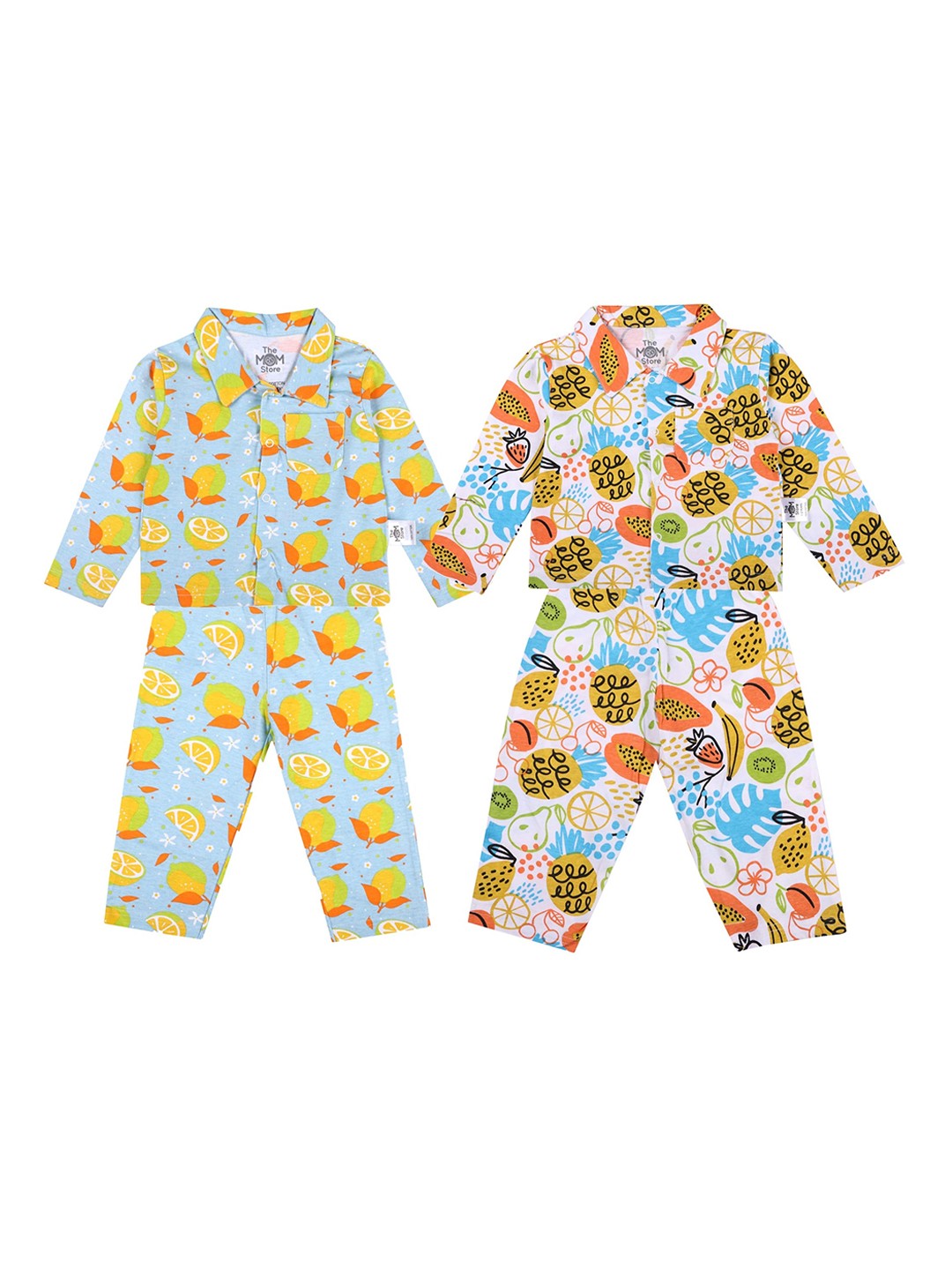 

The Mom Store Unisex Kids Blue & Yellow Printed Night suit