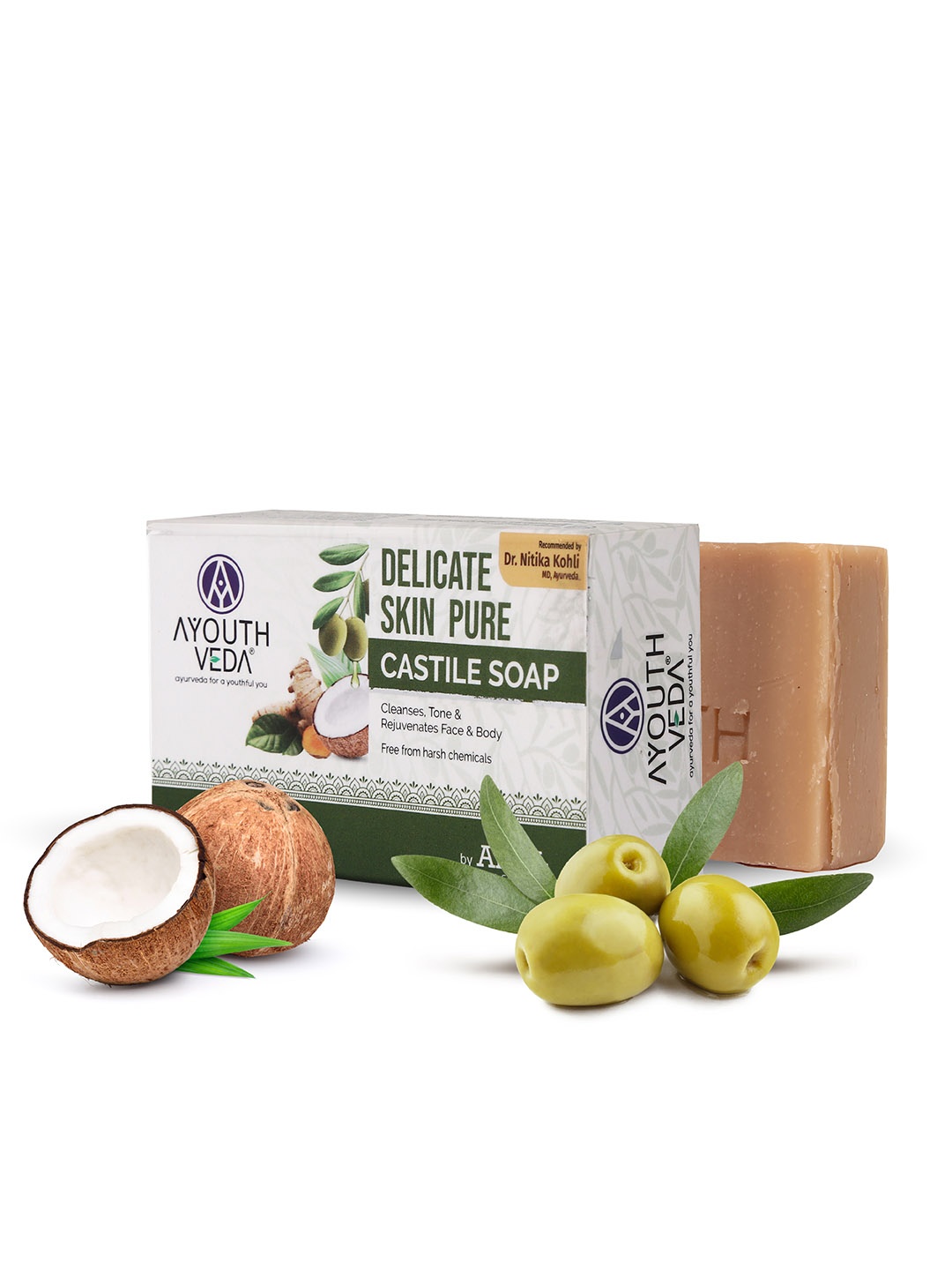 

AYOUTHVEDA Delicate Skin Pure Castile Soap - 110g, Brown