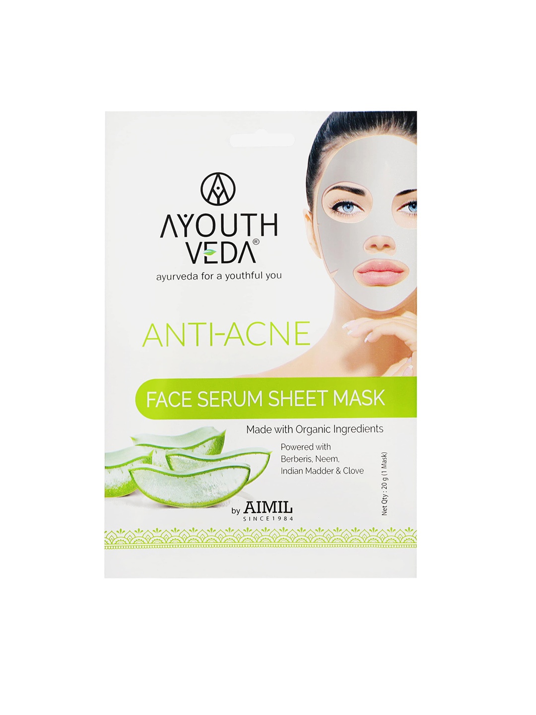 

AYOUTHVEDA Anti-Acne Face Serum Sheet Mask 20 g, White