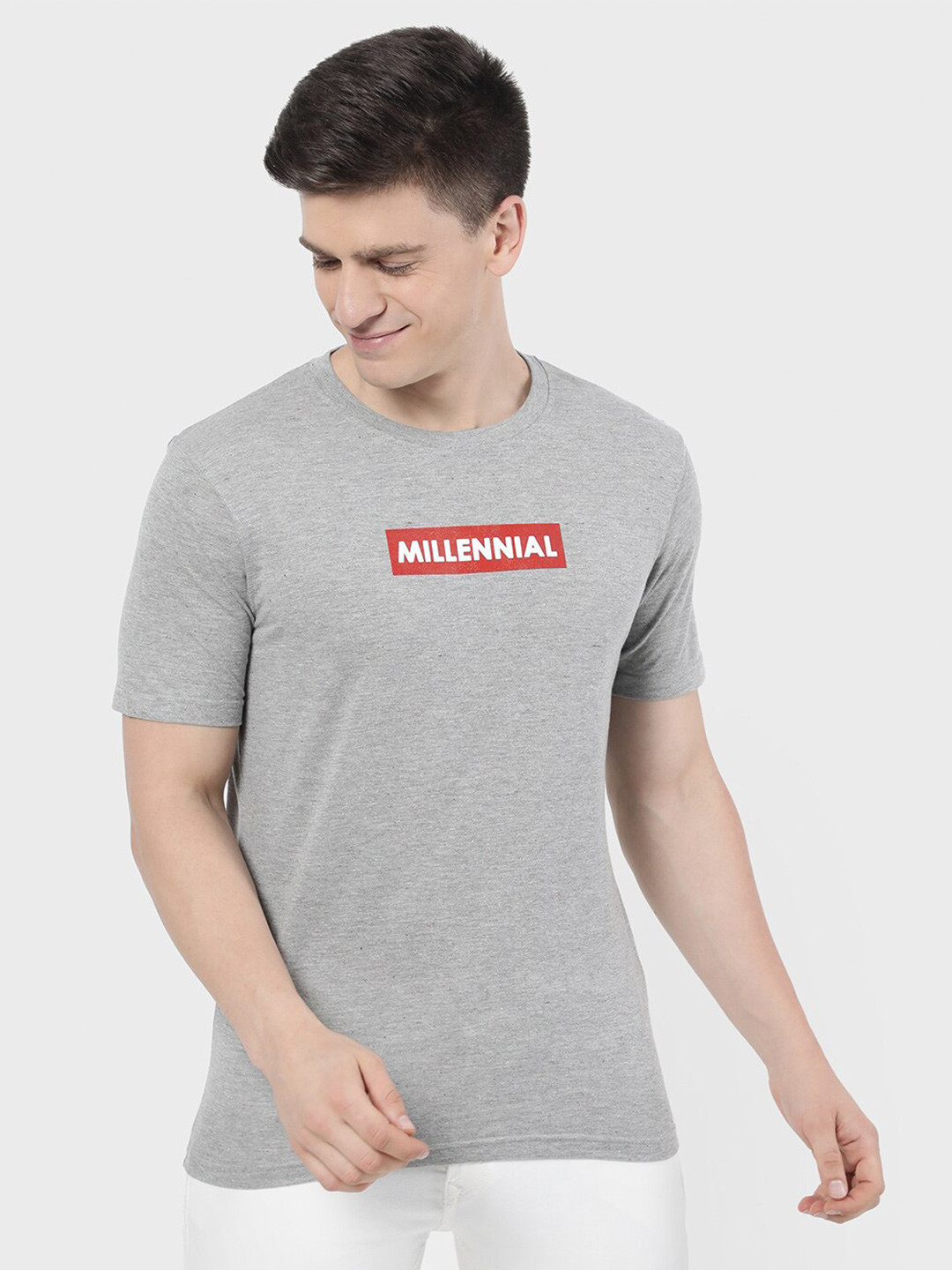 

R&B Men Grey Raw Edge T-shirt