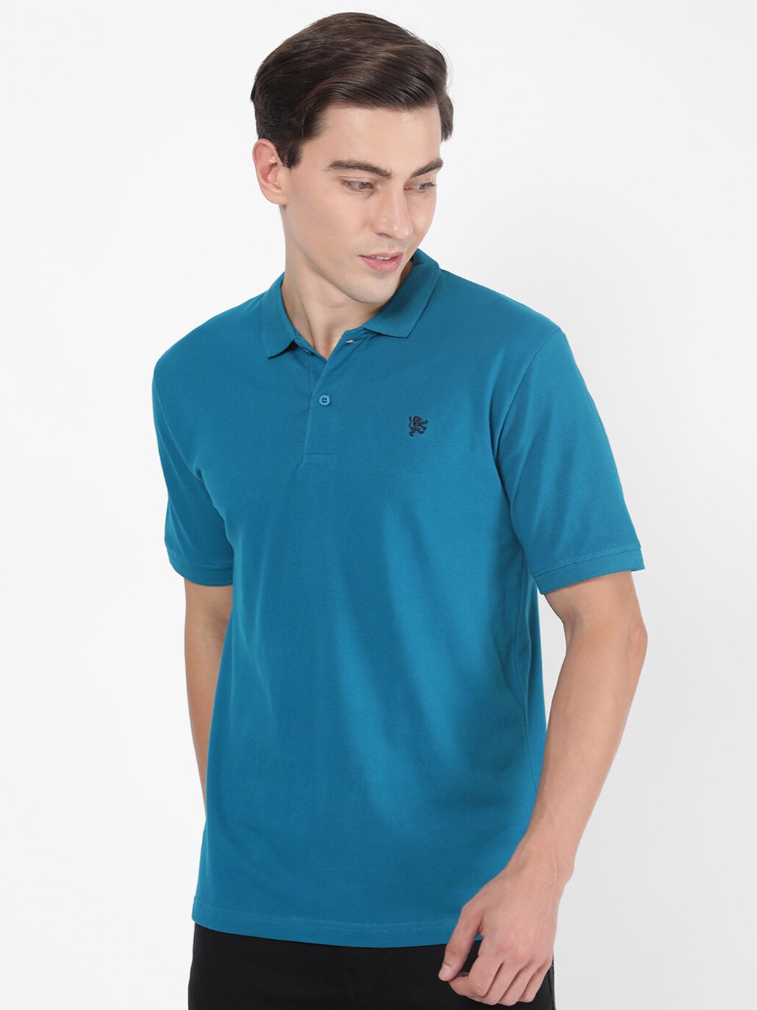 

R&B Men Blue Polo Collar T-shirt