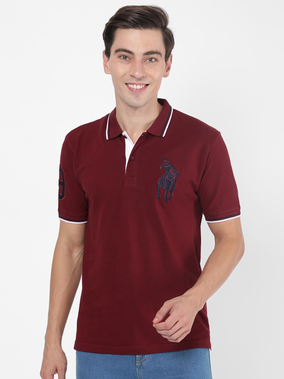 

R&B Men Maroon Polo Collar T-shirt