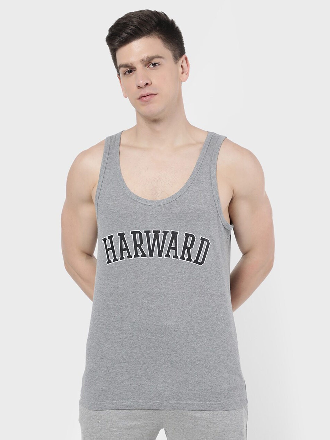 

R&B Men Grey Typography Printed Applique T-shirt