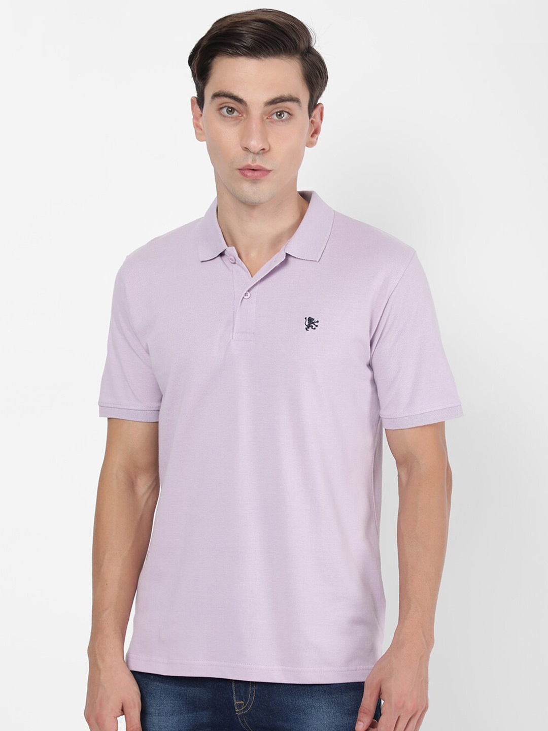 

R&B Men Purple Polo Collar T-shirt