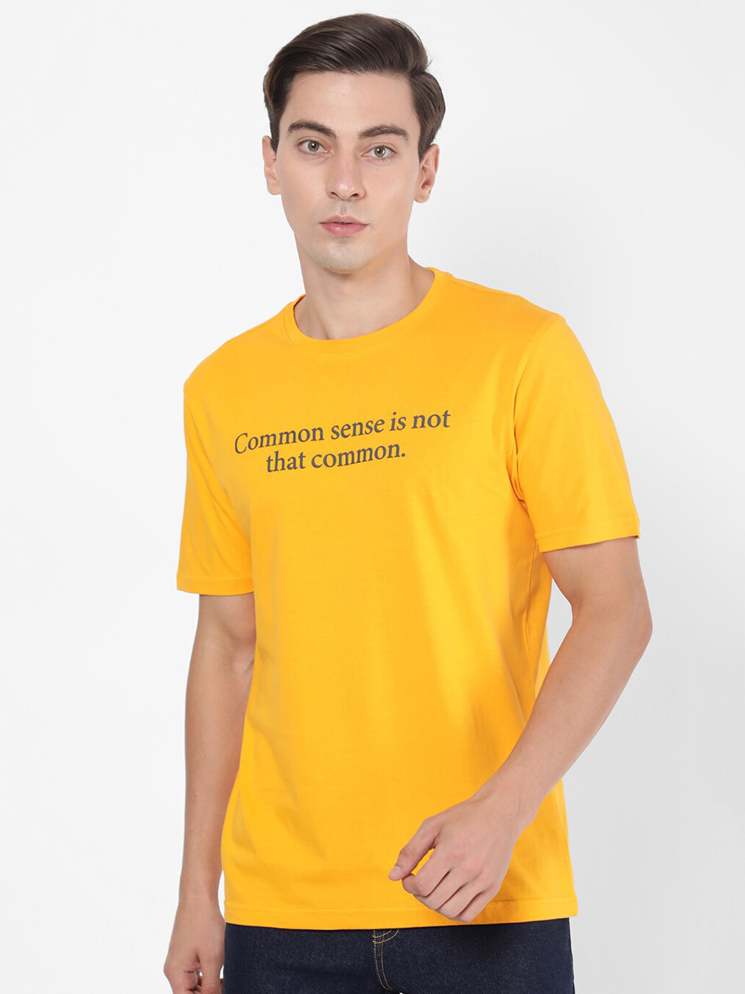 

R&B Men Yellow V-Neck T-shirt