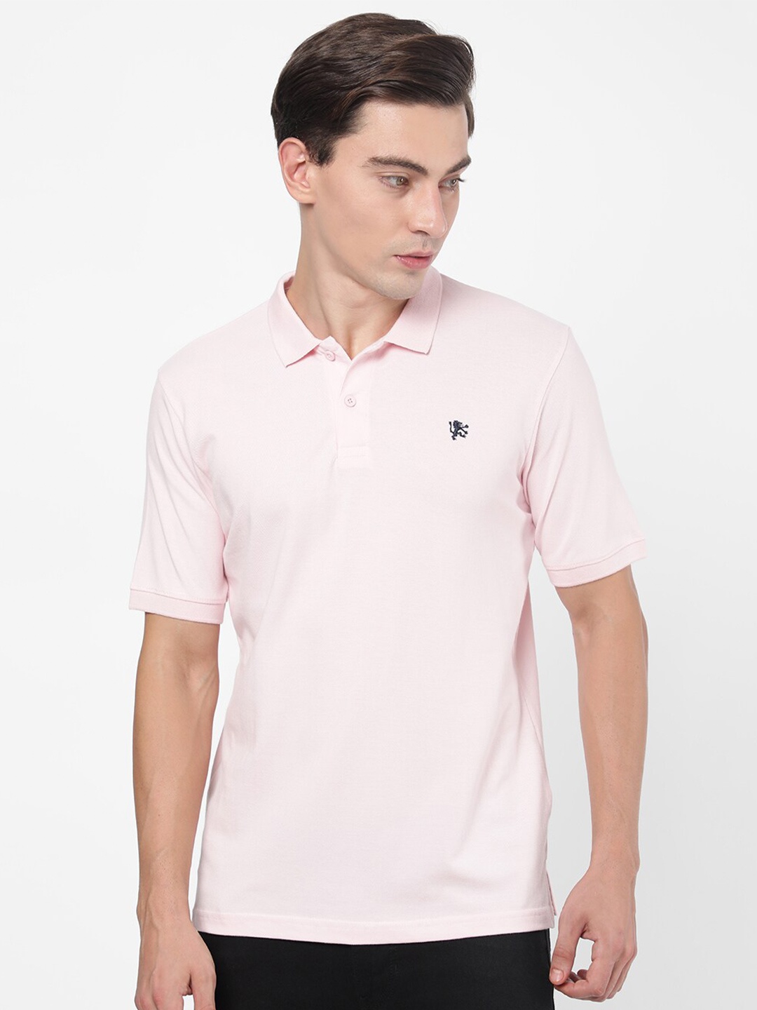 

R&B Men Pink Polo Collar T-shirt
