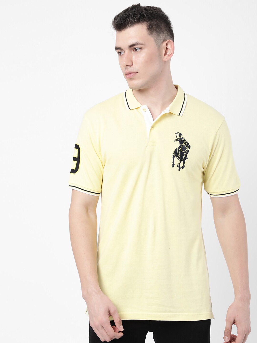 

R&B Men Yellow Polo Collar T-shirt