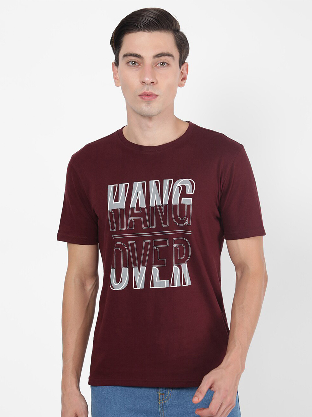 

R&B Men Maroon Printed T-shirt