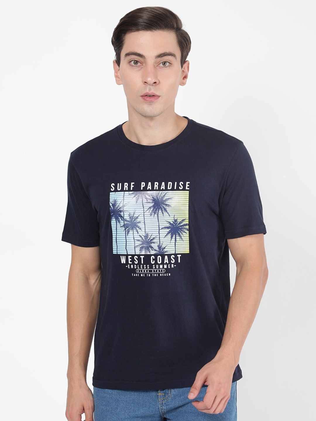 

R&B Men Blue V-Neck T-shirt