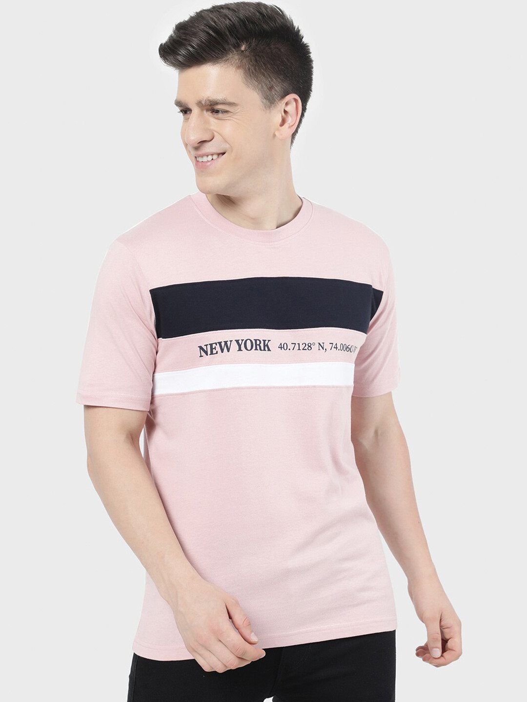 

R&B Men Pink Typography T-shirt