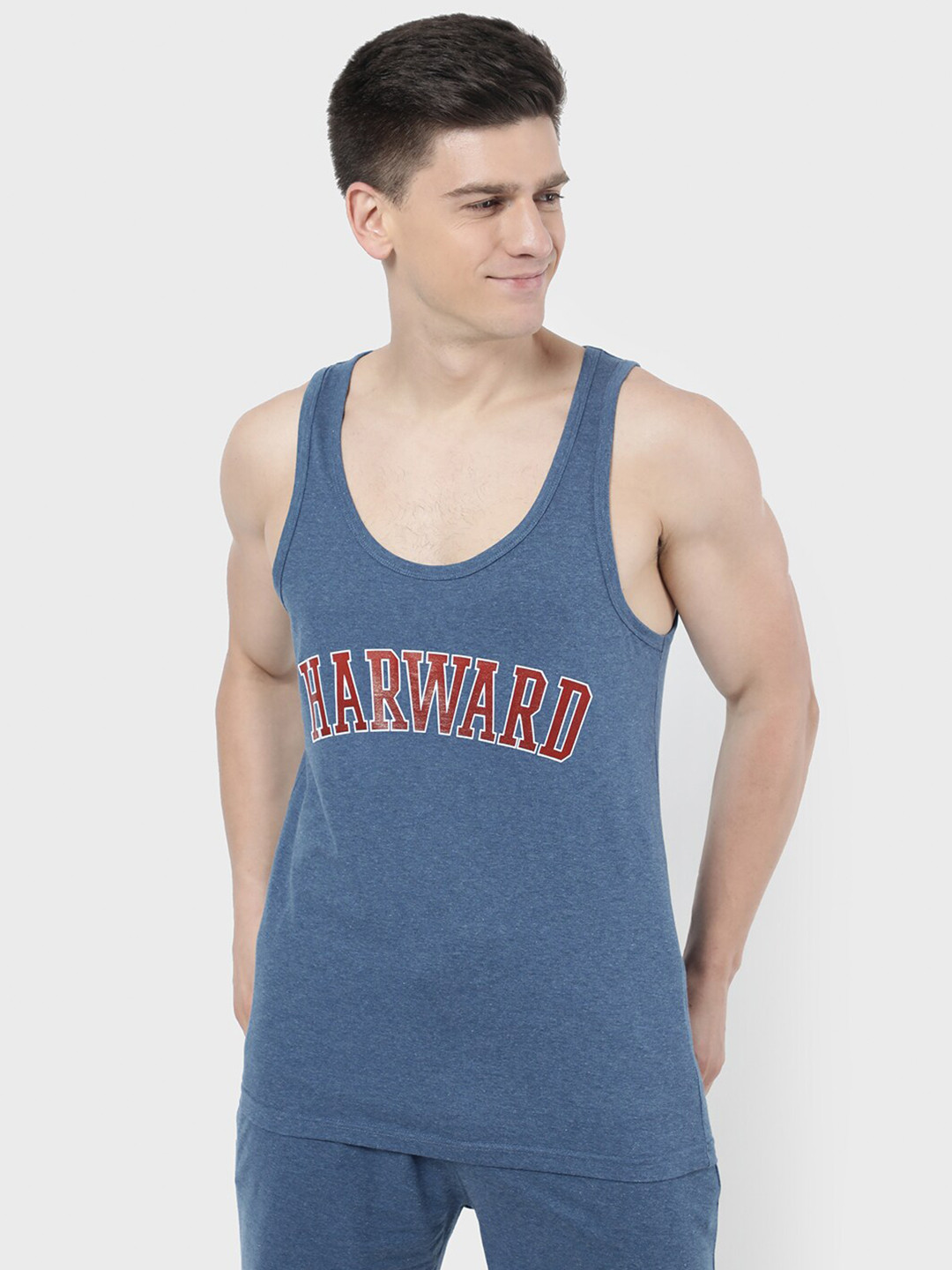 

R&B Men Blue Typography Printed Applique T-shirt