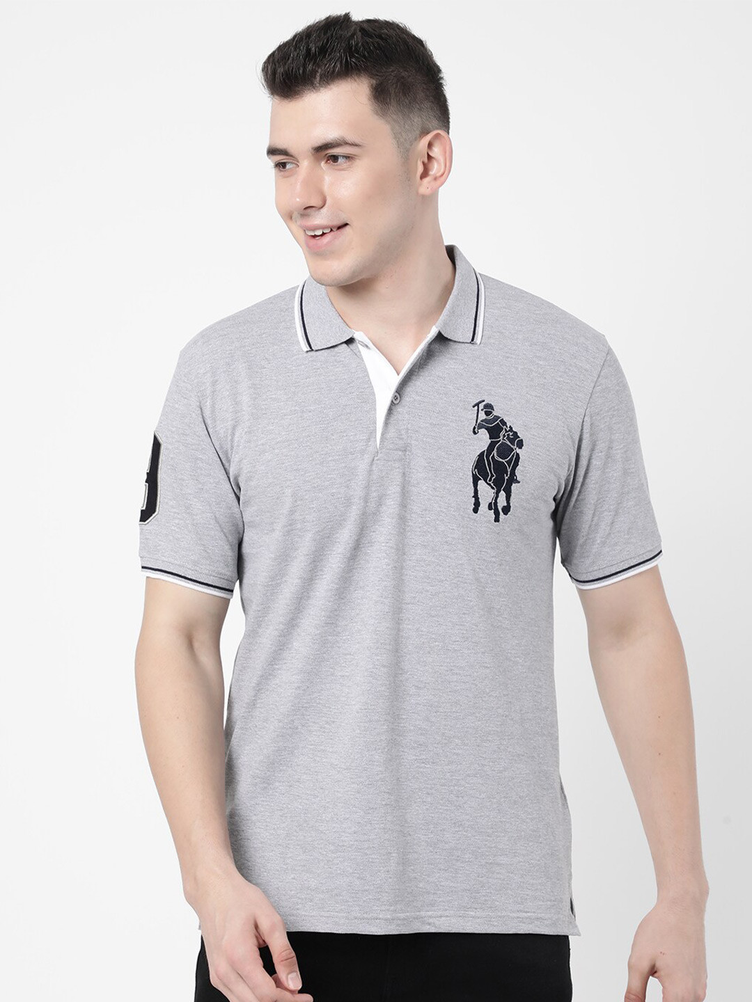 

R&B Men Grey Polo Collar T-shirt