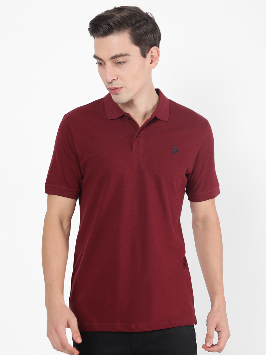 

R&B Men Maroon Polo Collar T-shirt