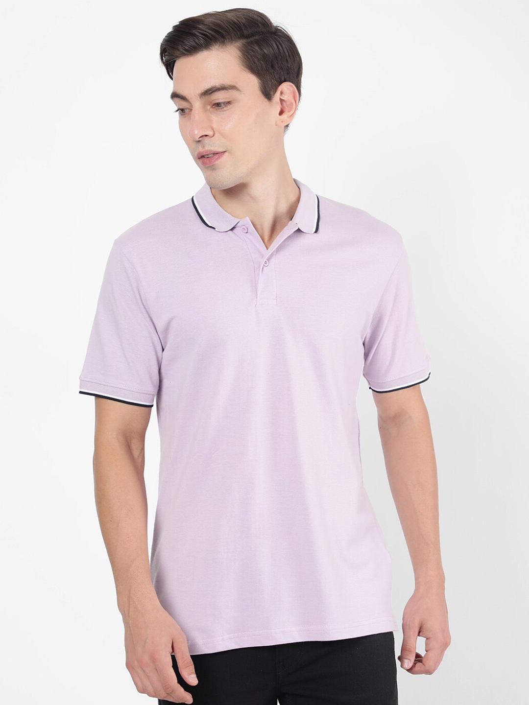 

R&B Men Purple Polo Collar T-shirt