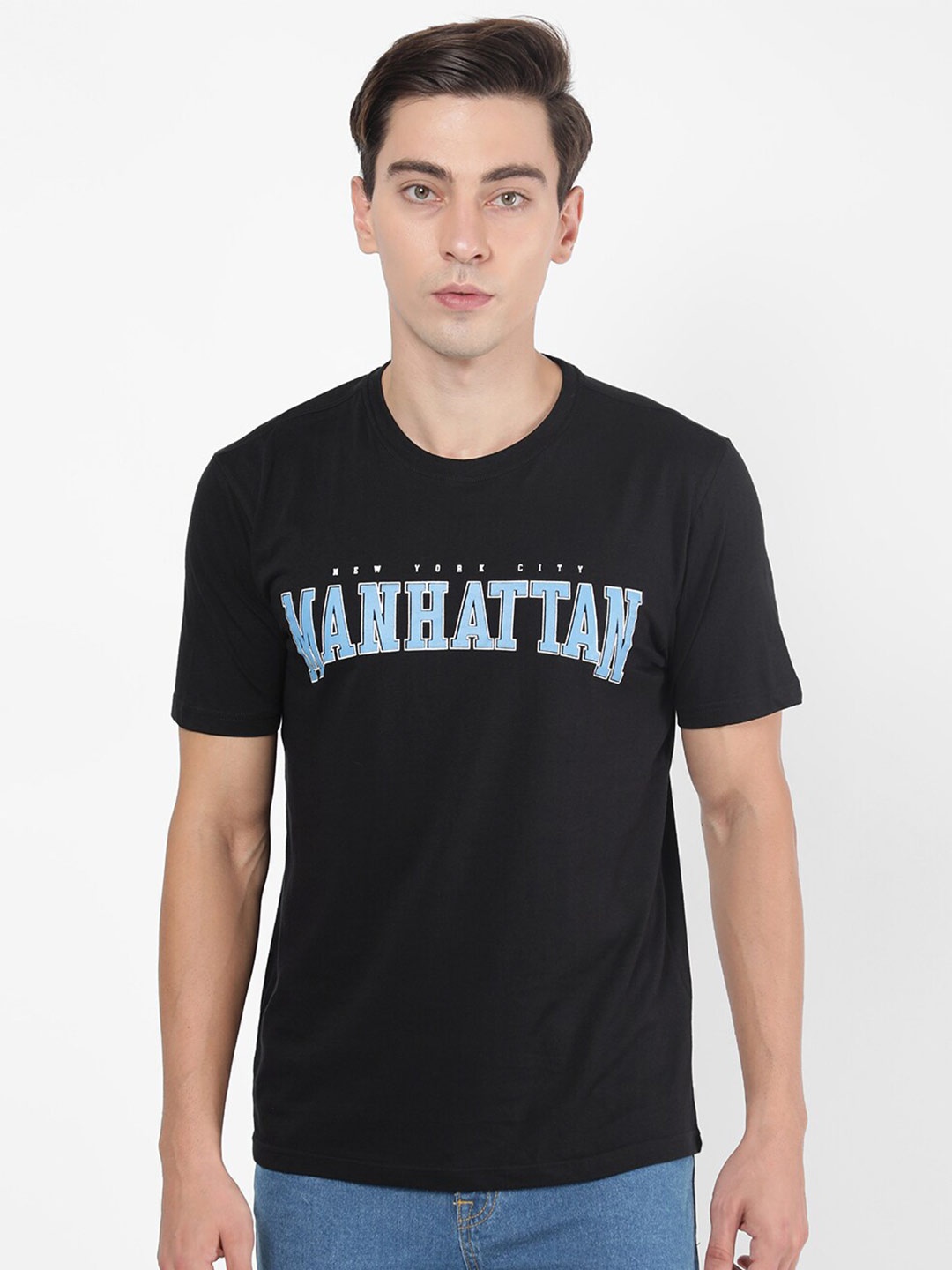 

R&B Men Black Printed T-shirt