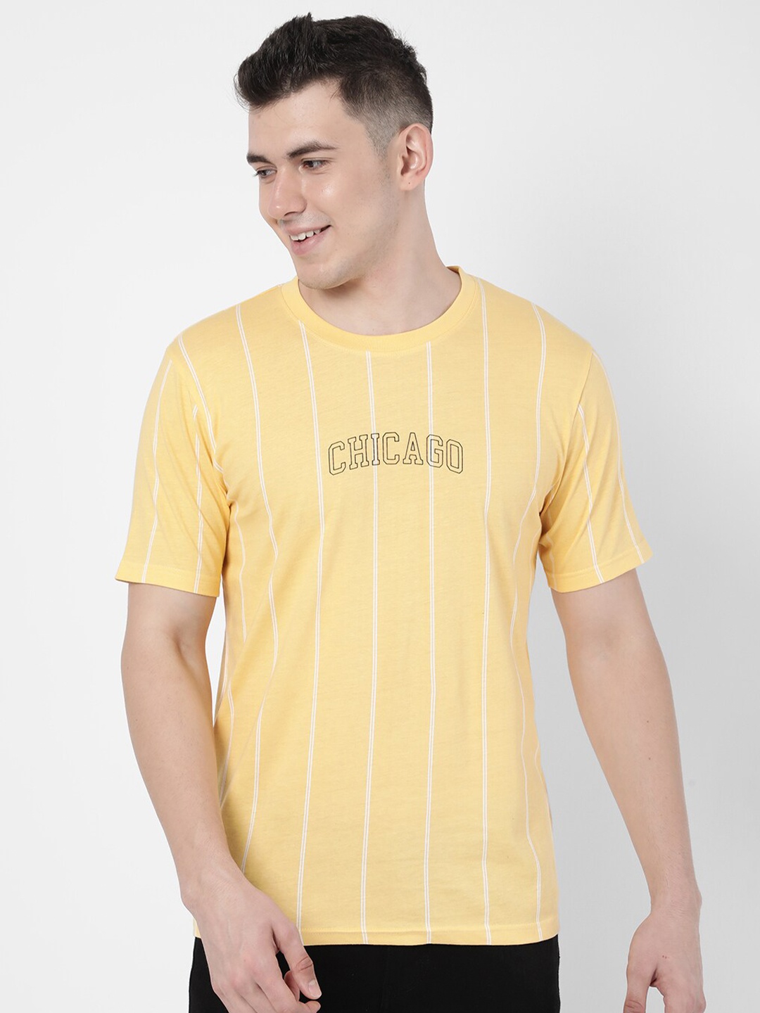 

R&B Men Yellow Extended Sleeves T-shirt