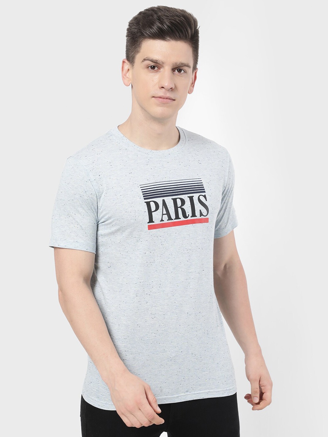 

R&B Men Blue Typography Printed Applique T-shirt