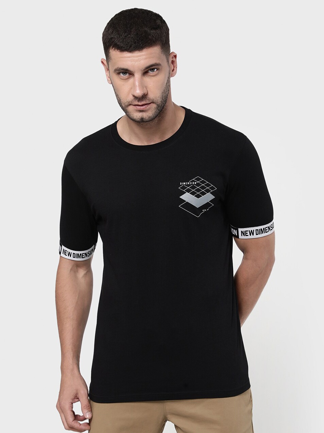 

R&B Men Black Polo Collar T-shirt