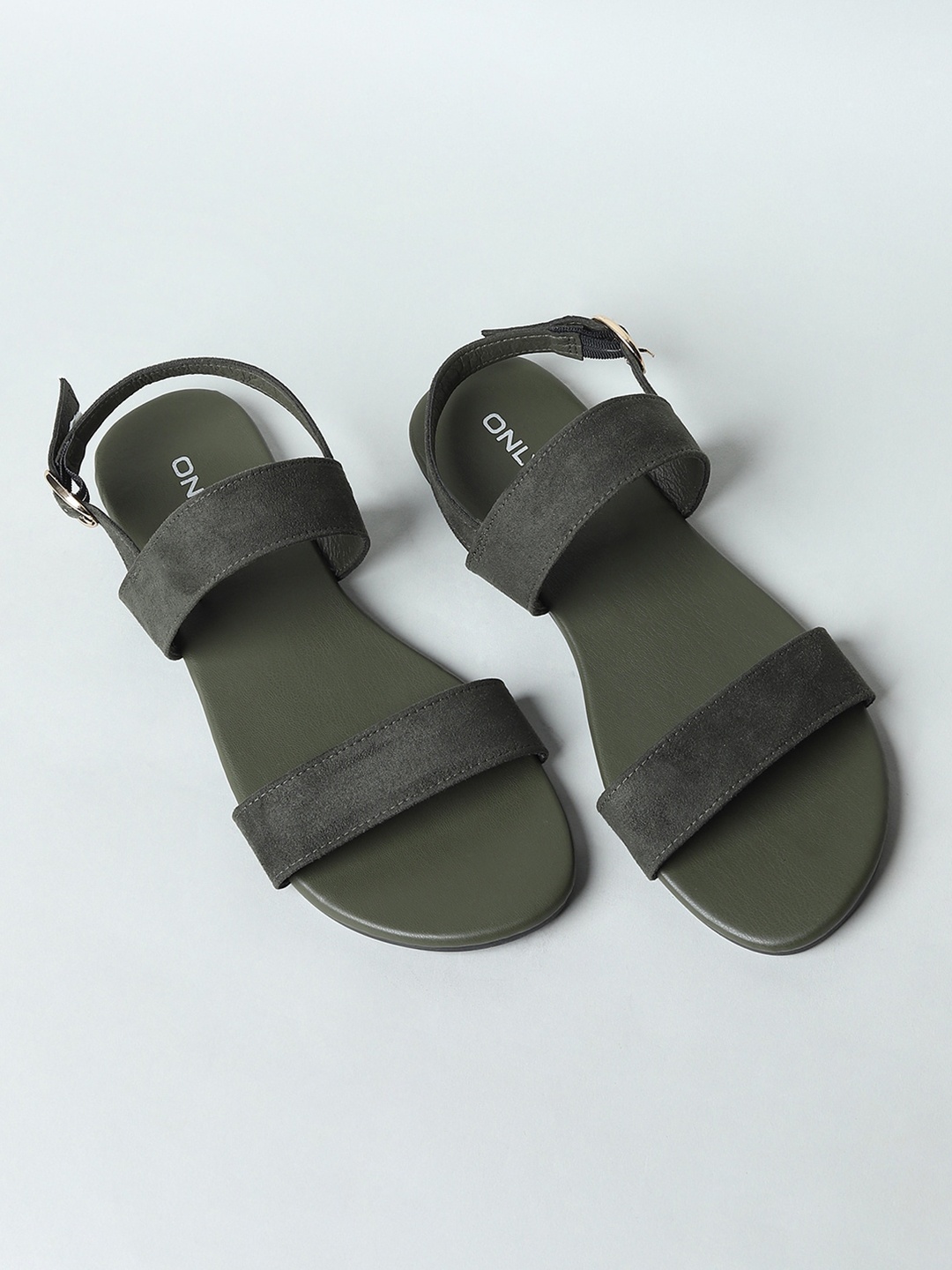 

ONLY Women Olive Green Open Toe Flats