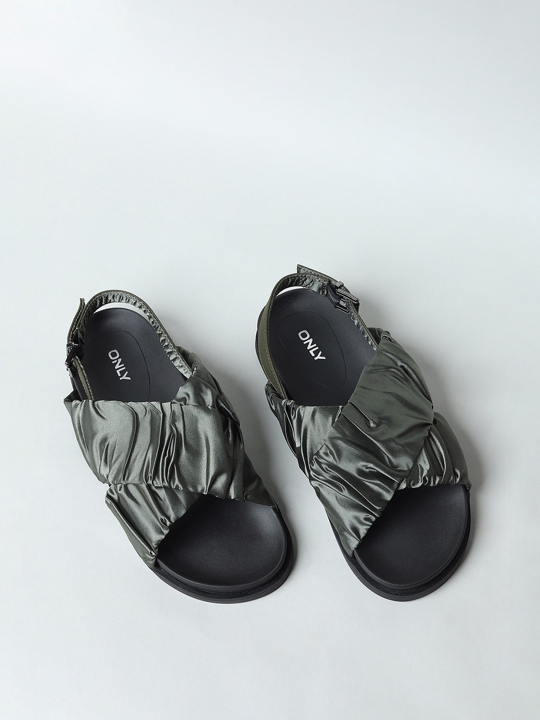 

ONLY Women Green Solid Open Toe Flats